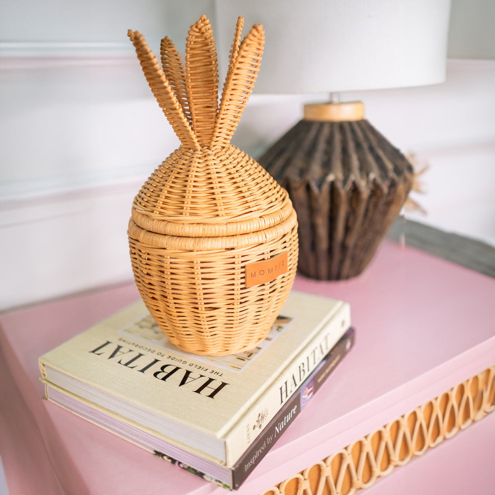 Mini Pineapple Rattan Basket | Handwoven Wicker Basket with Lid  | Momiji