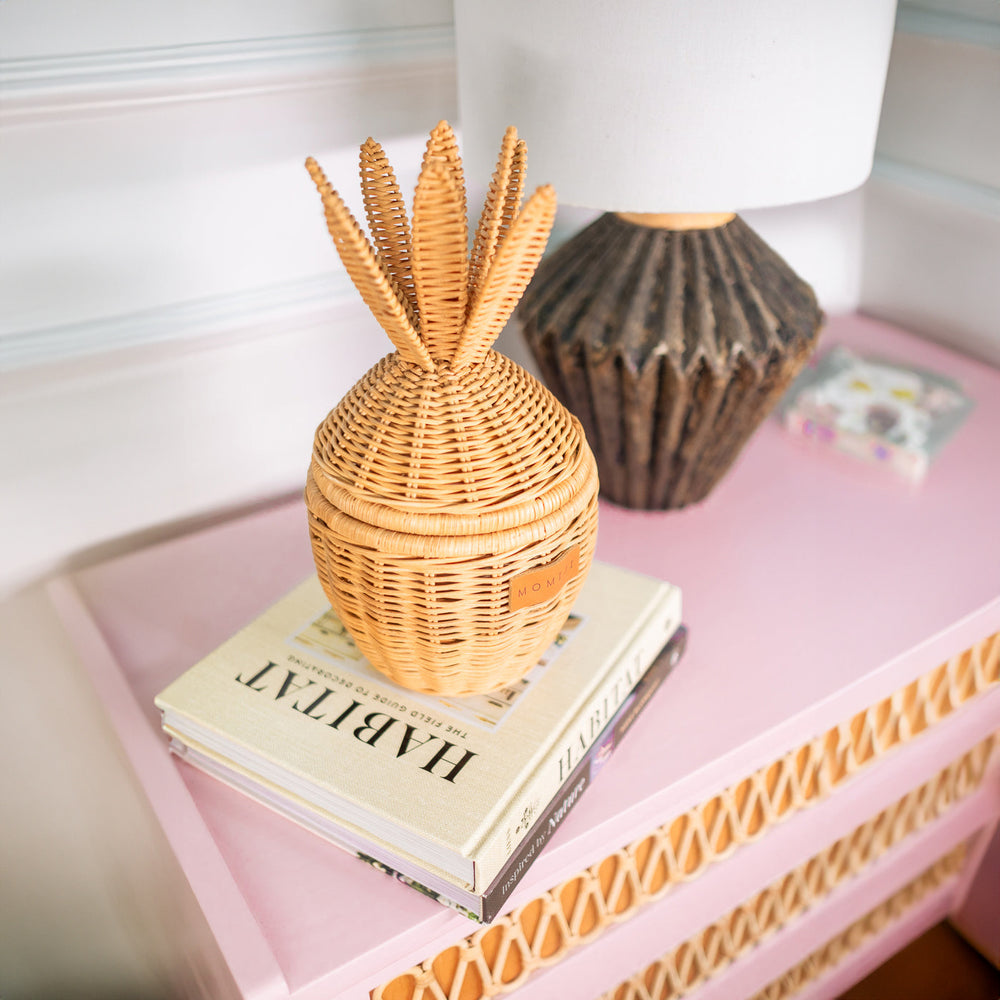 Mini Pineapple Rattan Basket | Handwoven Wicker Basket with Lid  | Momiji