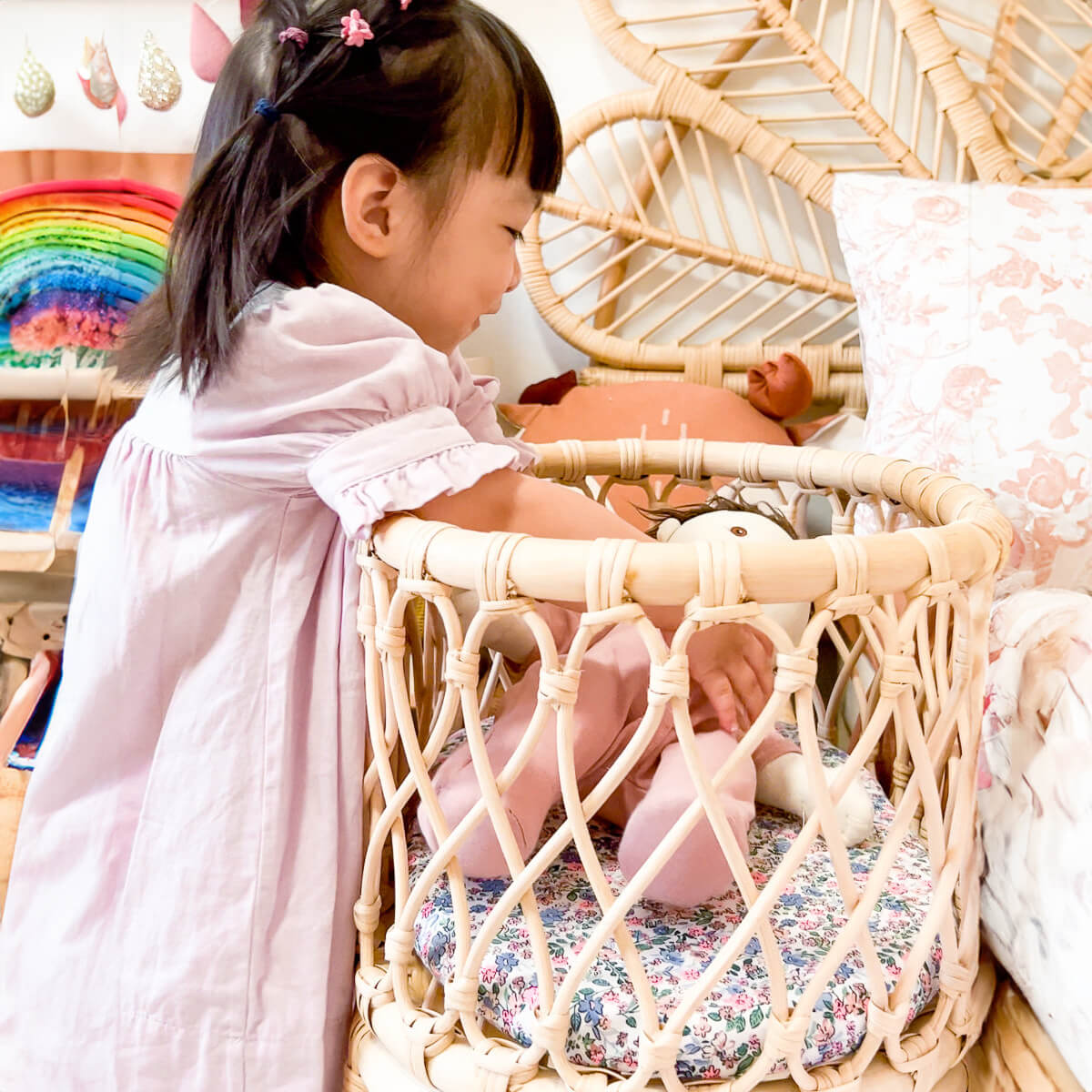 Kids Toys | Olivia Doll Bassinet | Rattan | MOMIJI