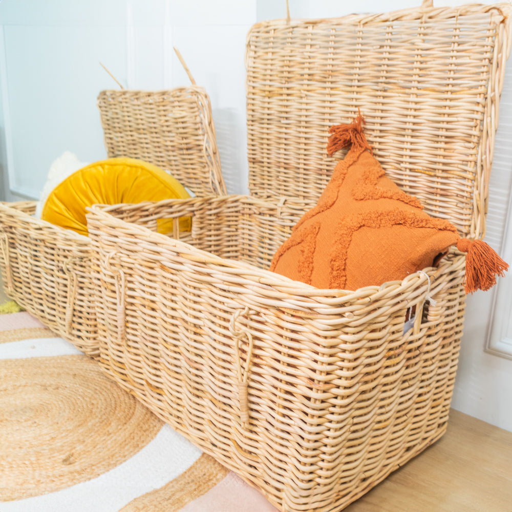 Rattan Storage Chest | Handwoven Wicker Trunk with Lid  | Momiji